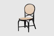 Ayana Mid-Century Modern Two-Tone Black & Natural Brown Rattan Dining Chair | Woven | Armless