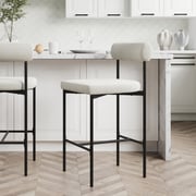 Boucle Upholstered Counter Height Stool