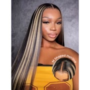 M Shaped Hairline Straight HD Lace Wig With Highlights 250 Density