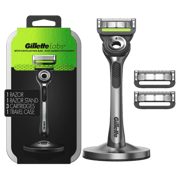 GilletteLabs with Exfoliating Bar Razor (1 Handle + 3 Cartridges + 1 Travel Case)