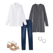 Linen-Blend Single-Button Cardi