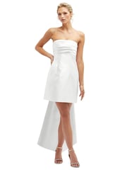 Strapless Satin Column Mini Dress with Oversized Bow