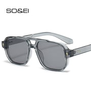 SO&EI Vintage Double Bridges Men Square Sunglasses Fashion Clear Ocean Lens Eyewear Women Trending Rivets Sun Glasses UV400 - AliExpress 