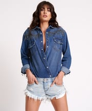 KANSAS BLUE DUKES LOW WAIST DENIM SHORT