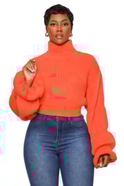 Burst Your Bubble Cropped Sweater (Orange)- FINAL SALE