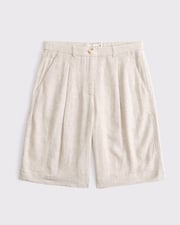 Mid Rise Linen-Blend Bermuda Short