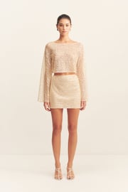 EVERLY LONG SLEEVE TOP - MACADAMIA