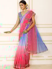 Anouk Women Floral Tissue Saree With Blouse Piece