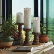 White Flameless Candle Pillar - Scallop Top - 3" Width