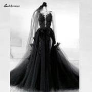 Gothic Vintage Black Wedding Dress