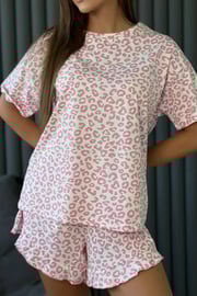 PREORDER! ETA 9/1 Do Not Disturb Pink Leopard Top and Shorts Pajama Set **SHIPPING EXPECTED TO BEGIN ON DATE 9/1**
