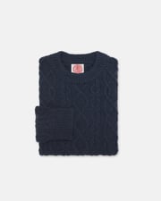 Made-in-Norway Navy Aran Knit Sweater