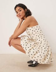 Abercrombie & Fitch strapless bubble mini dress in black dot