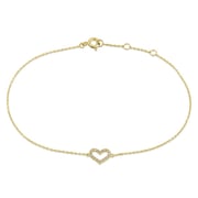Solid 14K Yellow Gold CZ Heart Bracelet