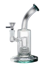 DankStop Bent Neck with Matrix Perc & Color Accents Water Pipe - Teal - 8 in. Teal