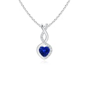 Heart-Shaped Lab-Grown Blue Sapphire Infinity Pendant with Diamond Accents