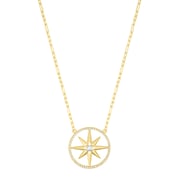 14k Gold Plated Pave Starburst Necklace