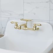 Wall Mount Utility Faucet with Soap Tray - Swivel Spout - Metal Lever Handles