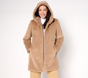 Dennis Basso Regular Faux Mink Anorak Jacket with Removable Hood