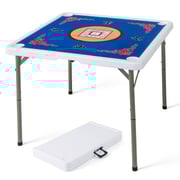 35 Inch 4 Player Game Card Folding Mahjong Table with Cup Holders-Blue