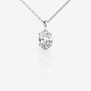 Oval Cut Lab Grown-Grown Diamond Solitaire Pendant 14kt White Gold