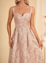 A-line Sweetheart Tea-Length Jacquard Cocktail Dress (016418215)