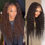Authentic Glueless Full Lace Braided Wig Small Knotless Boho Box Braid Loose Curl 4 24" BW Unit4
