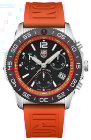 Luminox Pacific Diver Chronograph Stainless Steel Black Dial Orange Rubber Strap Day/Date Divers Quartz Mens Watch XS.3149