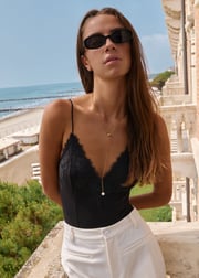 Amani Rib Knit Bodysuit Black