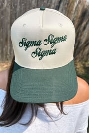 Dark Green Script Embroidered Sorority Hat