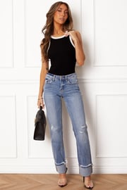 Kinsley Mid-Rise Cuffed Straight Jeans