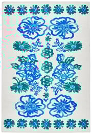 Graphic Gerbera Machine Washable Rug | Teal