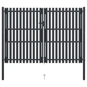 vidaXL Double Door Fence Gate Steel 120.5"x78.7" Anthracite