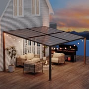 EROMMY Gazebo Attached to House Polycarbonate Roof - 12X16 FT