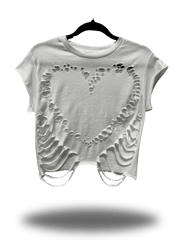 ROAD RASH HEART WHITE CROP TOP