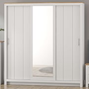 Lexington 3 Door White Sliding Wardrobe with Mirror | Wilko