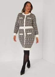 Embellished Intarsia Sweater Dress