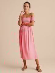 Smocked Off The Shoulder Maxi Dress
