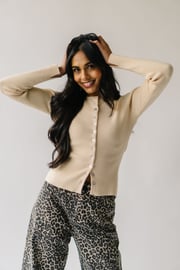 The Welton Ribbed Button-Up Cardigan in Cream