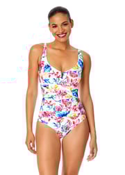 Women's Watercolor Paisley V-Wire One Piece Swimsuit