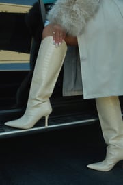 Shyla Knee High Boots - Ivory