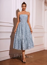 A-line Straight Tea-Length Chiffon Cocktail Dress (016419847)
