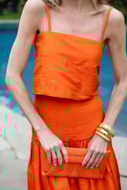 Circle Top Dupioni - Tangerine