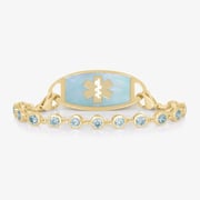 Ella Medical ID Bracelet in Aquamarine and 12k Gold Plate