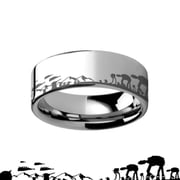 Hoth Battle Star Wars Alliance Galactic Imperial Invasion ATAT ATST Tungsten Engraved Ring - 4mm - 12mm