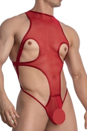 Miami Jock MJV035 Body Suit Leather Sides Naked