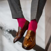 Ruby Ribbed Solid - A  Ruby and Magenta Ribbed Dress Sock