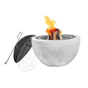 Teamson Home 30" Outdoor Faux Concrete Round Wood Burning Fire Pit with Accessories, Gray- FINAL SALE