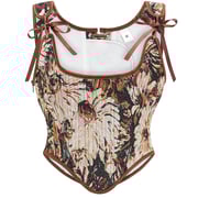Womens Vintage Asymmetrical Hem Overbust Corset Lace-up Back Bustier Shapewear Top