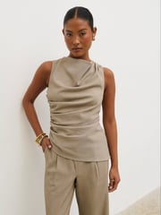 Maeve Ruched Top - Mushroom